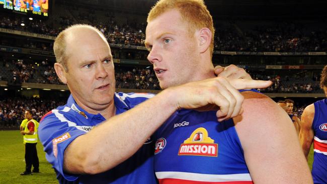 Adam Cooney with Bulldogs coach Rodney Eade.