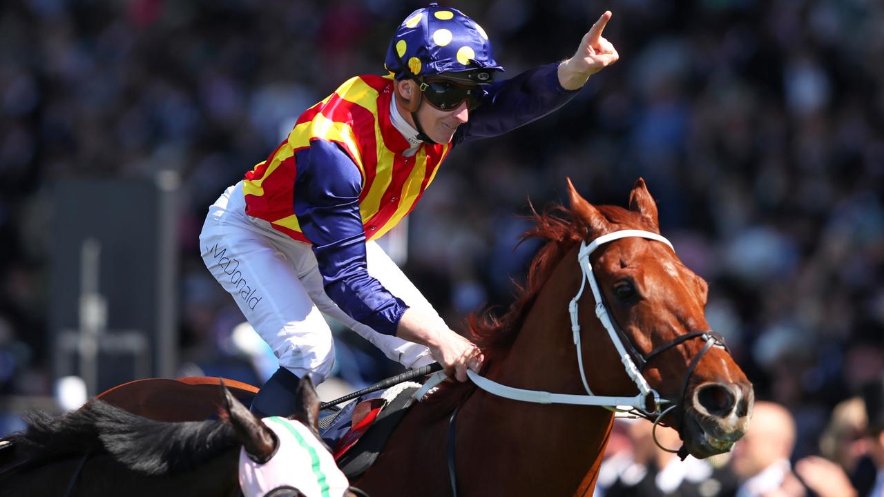 A jubilant James McDonald after riding Nature Strip to his brilliant win at Royal Ascot. Picture: Alex Livesey/Getty Images