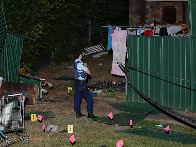 Police on the scene at Constitution Hill where a one-year-old girl was killed. Pics Bill Hearne