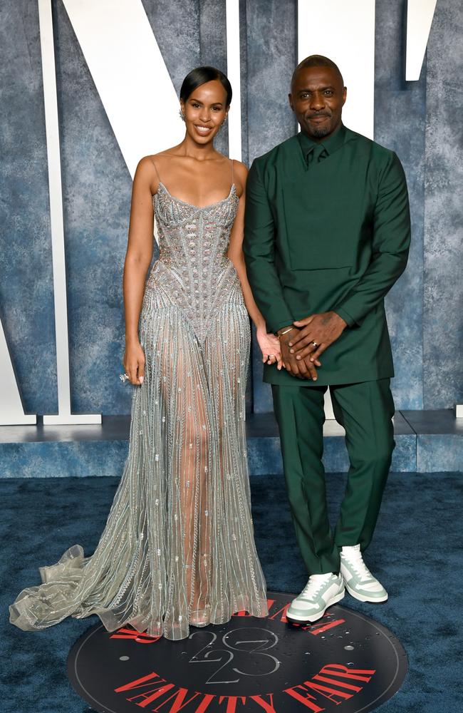 Sabrina Dhowre Elba and Idris Elba (wearing Gucci) arrive. Picture: Getty