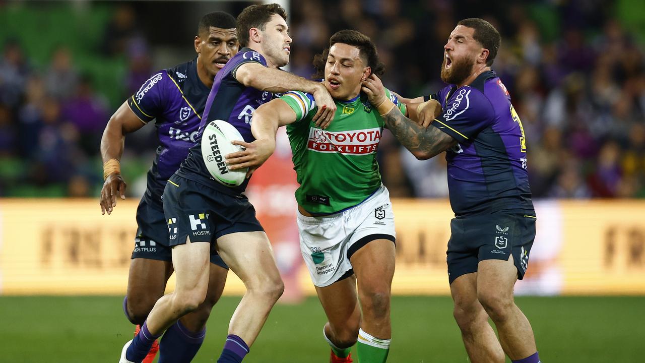 Tapine destroyed the Storm with his offloads. Picture: Daniel Pockett/Getty Images