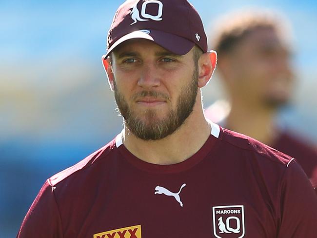 GOLD COAST, AUSTRALIA - JUNE 04: Kurt Capewell looks on during a Queensland Maroons State of Origin training session at Cbus Super Stadium on June 04, 2021 in Gold Coast, Australia. (Photo by Chris Hyde/Getty Images)