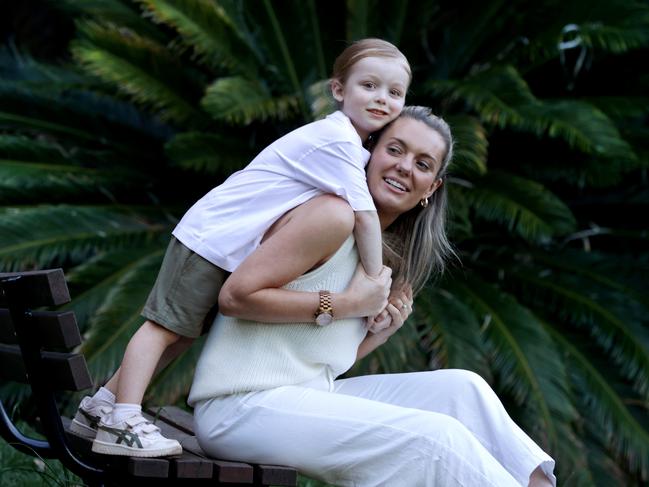 Ashley Hayes and her 4-year-old Heath who suffers from cystic fibrosis. He recently got access to a new treatment through the PBS that would have cost the family $250,000 a year. Jane Dempster/The Australian.