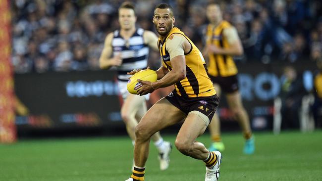 Josh Gibson won a best and fairest in two of the Hawks’ threepeat years. Picture: AAP Image/Julian Smith