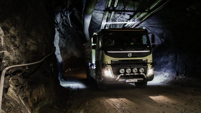 A Volvo automated truck makes its way through the Kristineberg Mine in Sweden. Australia has been urged to consider a Swedish-style “triple helix” model for innovation.