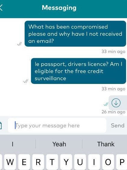 The woman reached out to Optus via the website’s live chat feature. Picture: Supplied