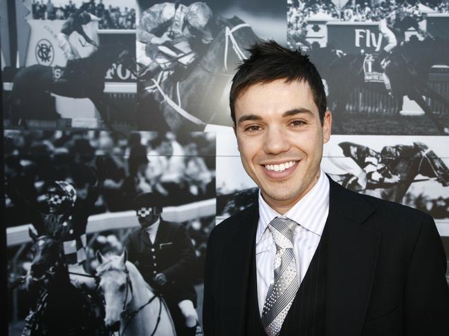 A flashback to a simpler time: singer Anthony Callea pictured in a marquee on Melbourne Cup Day in 2008.