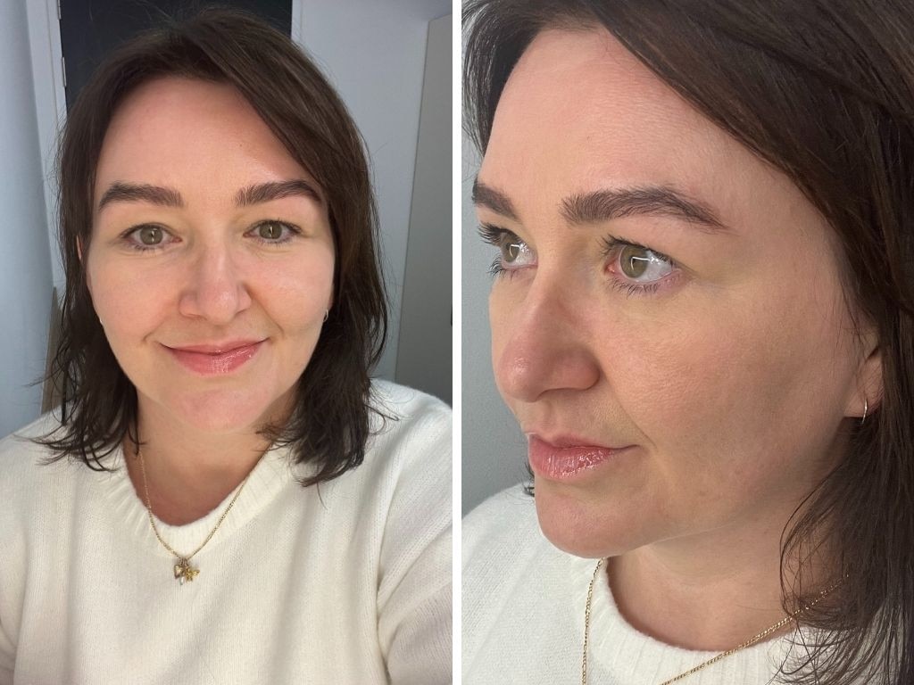 Week six into testing BodyBlendz's Lash and Brow Oil – brows are full again and I actually have some lashes! Picture: Kara Byers/news.com.au