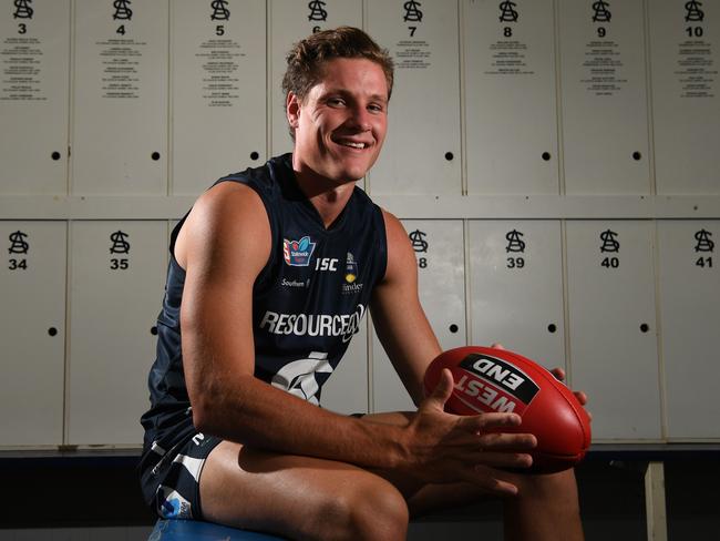 Young Victorian Hayden McLean has signed with South Adelaide for this season. He is pictured at Flinders University Stadium, Noarlunga Downs. Picture: Tricia Watkinson