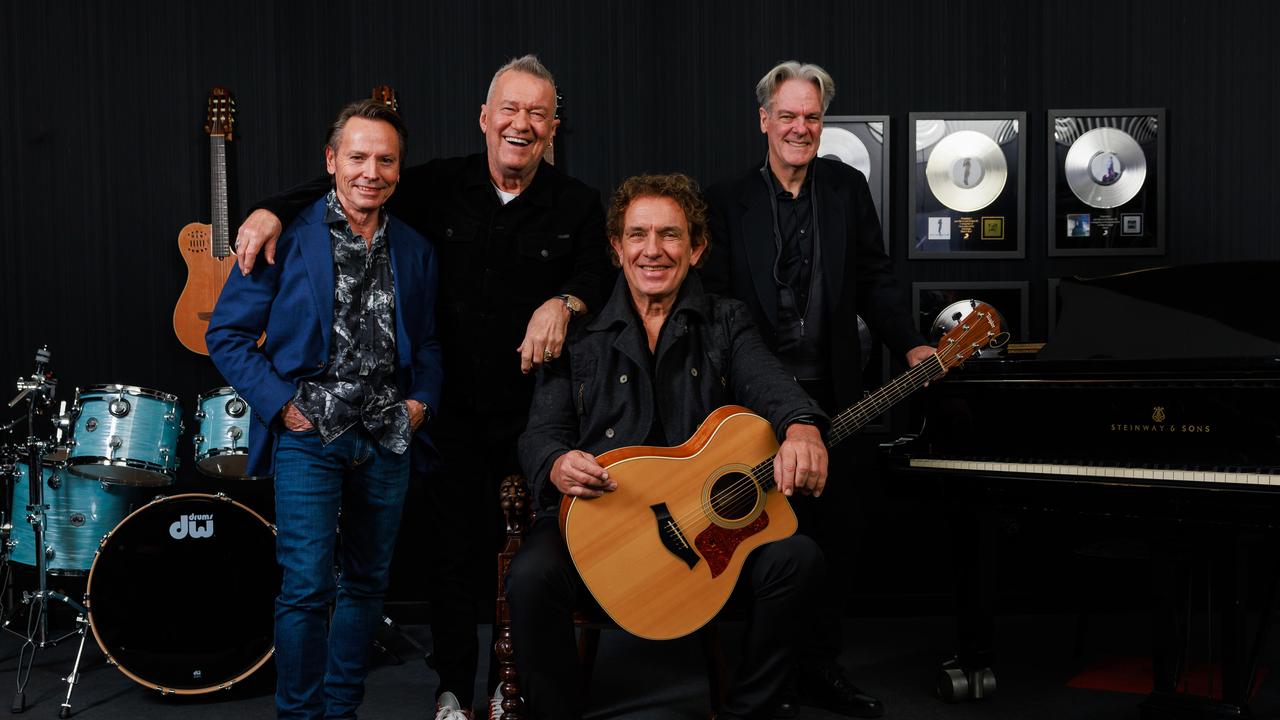 Cold Chisel musicians Phil Small, Jimmy Barnes, Ian Moss, and Don Walker. Picture: Justin Lloyd