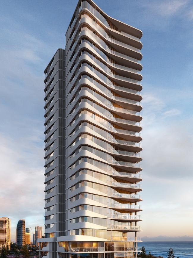 Artist impression of the Dawn tower on Peerless Ave, Mermaid Beach