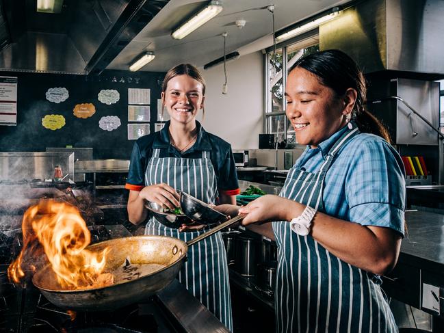 Port Lincoln High School students Simeona Rawles, (0436449887), Grade 12, and Tarli Absalom, 0427557703, Grade 12,., Picture: Robert Lang