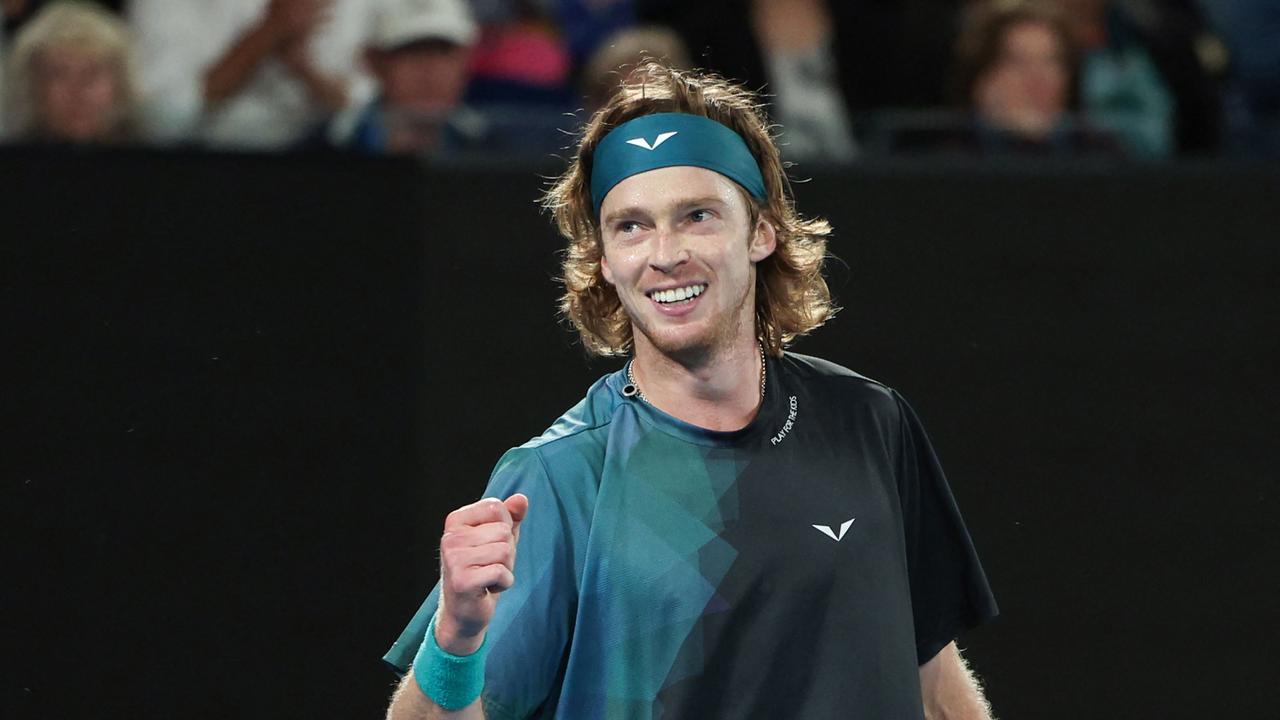 Andrey Rublev outlasted Alex de Minaur in their fourth-round clash. (Photo by Martin KEEP / AFP)