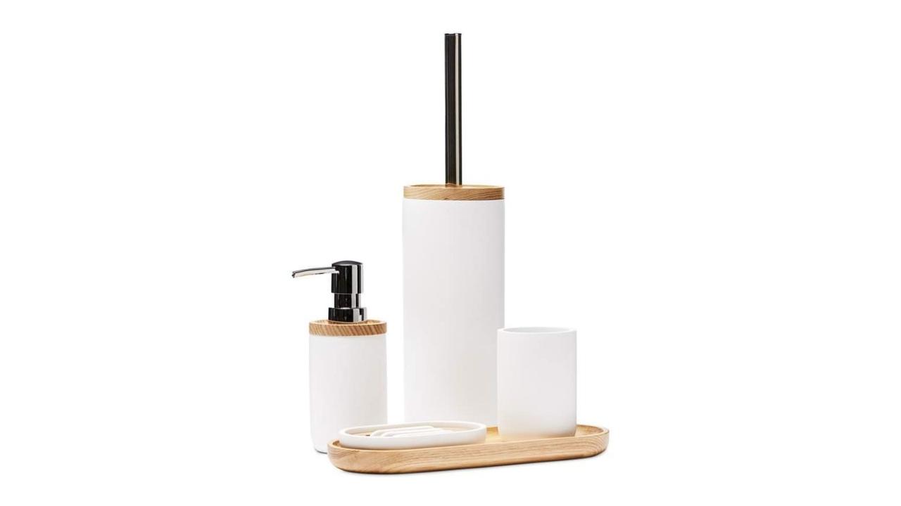 Home Republic Devon White Bathroom Accessories. Image: Adairs.