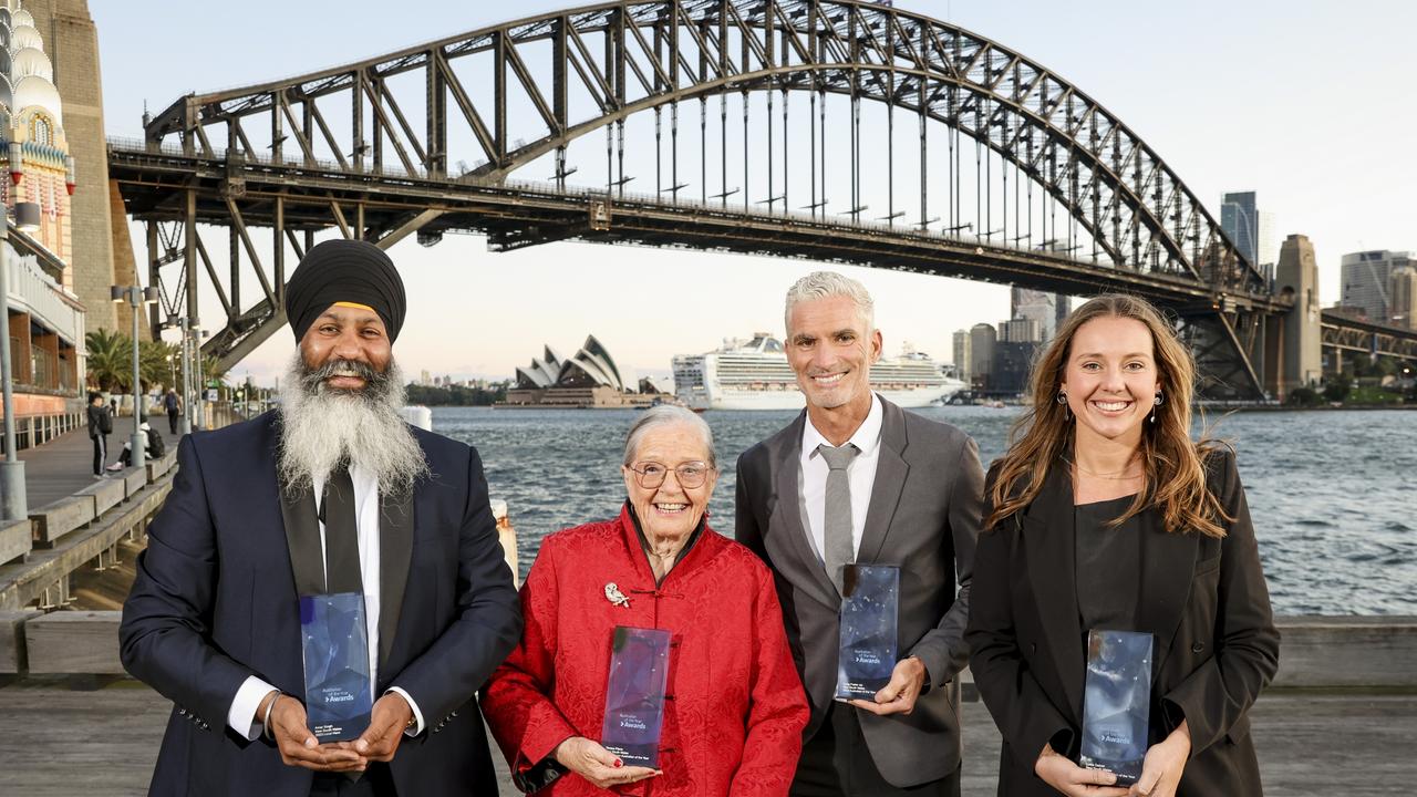 The 2022 NSW Australian of the Year winners Amar Singh, Teresa Plane, Craig Foster AM and Lottie Dalziel. Picture: Salty Dingo 2022.