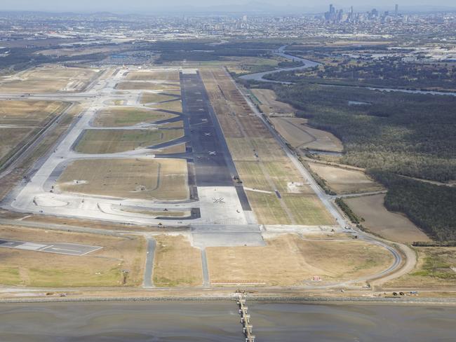 The new Brisbane Airport runway takes shape.