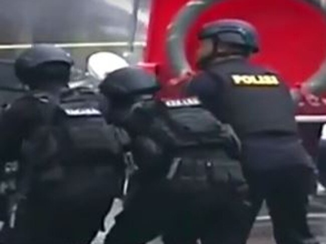 Indonesian TV aired live footage of the siege. Picture: Metro TV