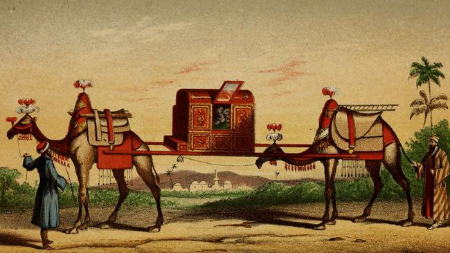 An illustration from Richard Francis Burton's book Personal Narrative of a Pilgrimage to Al-Madinah and Meccah 1855 showing a Grandee's Litter. Out of copyright