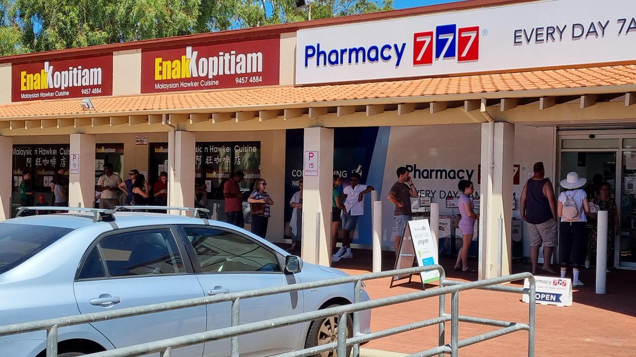 Large queues formed outside pharmacists in Perth soon after the five-day lockdown was announced.