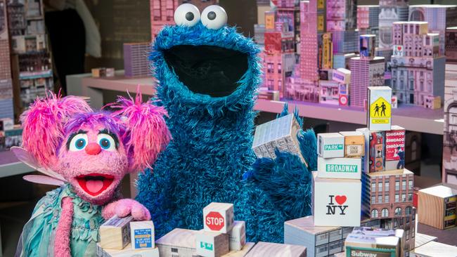 Sesame Street characters Cookie Monster and Abby Cadabby visit MoMA at the NGV. Picture: Eugene Hyland