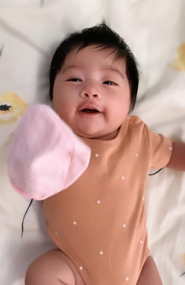 Zoey Venice David was born on January 14, 2022, via emergency caesarean, weighing 3250g and measuring 52cm at Mackay Base Hospital. Her parents are Veronica David and Evan Fredericke David, and sister Princess Vienna David. Picture: Vrnc David DMBJ22