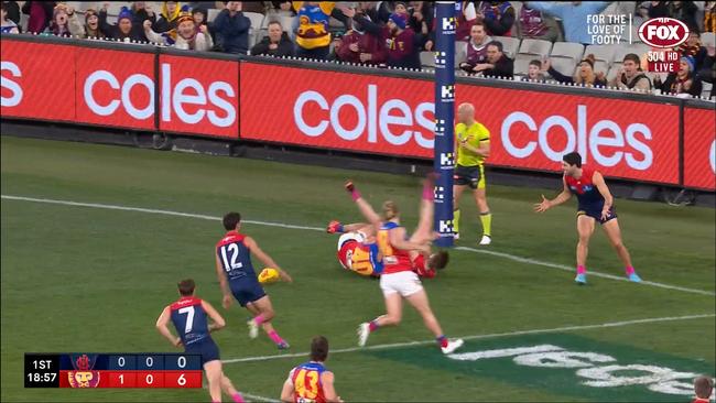 Christian Petracca couldn't believe it. Photo: Fox Footy.