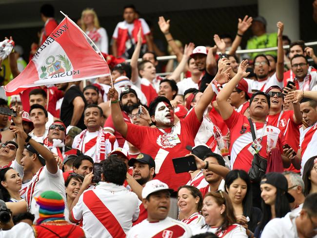 Peru’s fans outnumbered their rivals in every game they played. Pic: AP