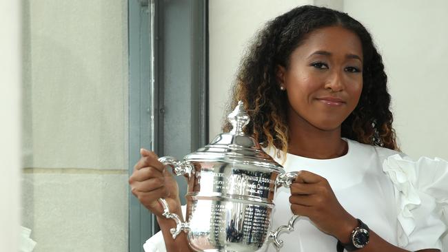 NEW YORK, NY - SEPTEMBER 09: Women's singles Champion Naomi Osaka of Japan poses for a portrait inside the Rockefeller Center on day fourteen of the 2018 US Open at The Rockefeller Center on September 9, 2018 in New York City. Alex Pantling/Getty Images/AFP == FOR NEWSPAPERS, INTERNET, TELCOS &amp; TELEVISION USE ONLY ==