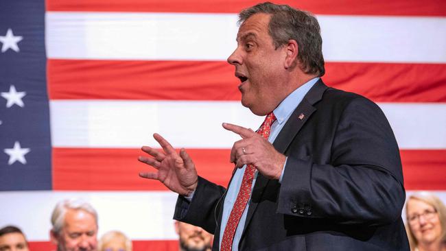 Former New Jersey Governor Chris Christie speaks during a New Hampshire Town Hall. Picture: AFP.