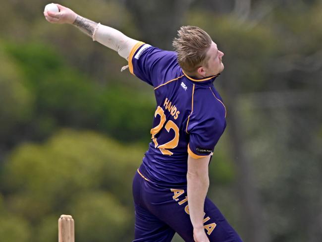 Callum Hands rolls the arm over for Altona. Picture: Andy Brownbill