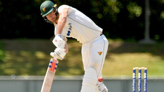 Day three of the Queensland Bulls and Tasmania Tigers Sheffield Shield clash at Townsville's Riverway. Tigers Beau Webster. Picture: Evan Morgan