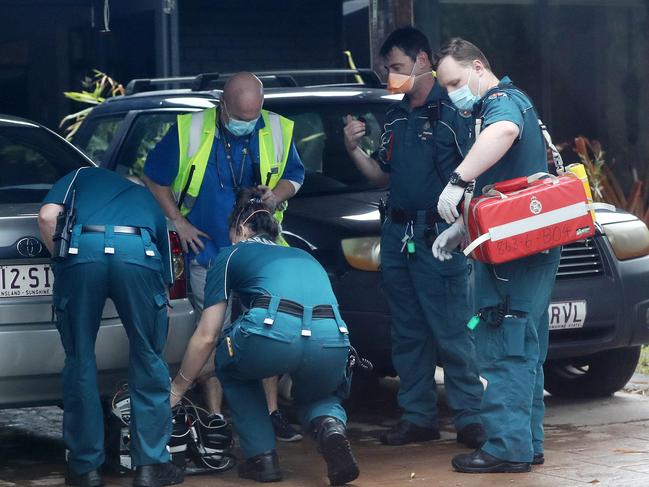 Paramedics at the scene of the tragedy on Christmas Eve. Picture: Nigel Hallett