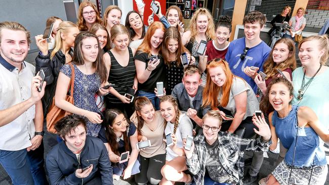 Lilydale High School students celebrate getting their results this morning. Picture: Tim Carrafa