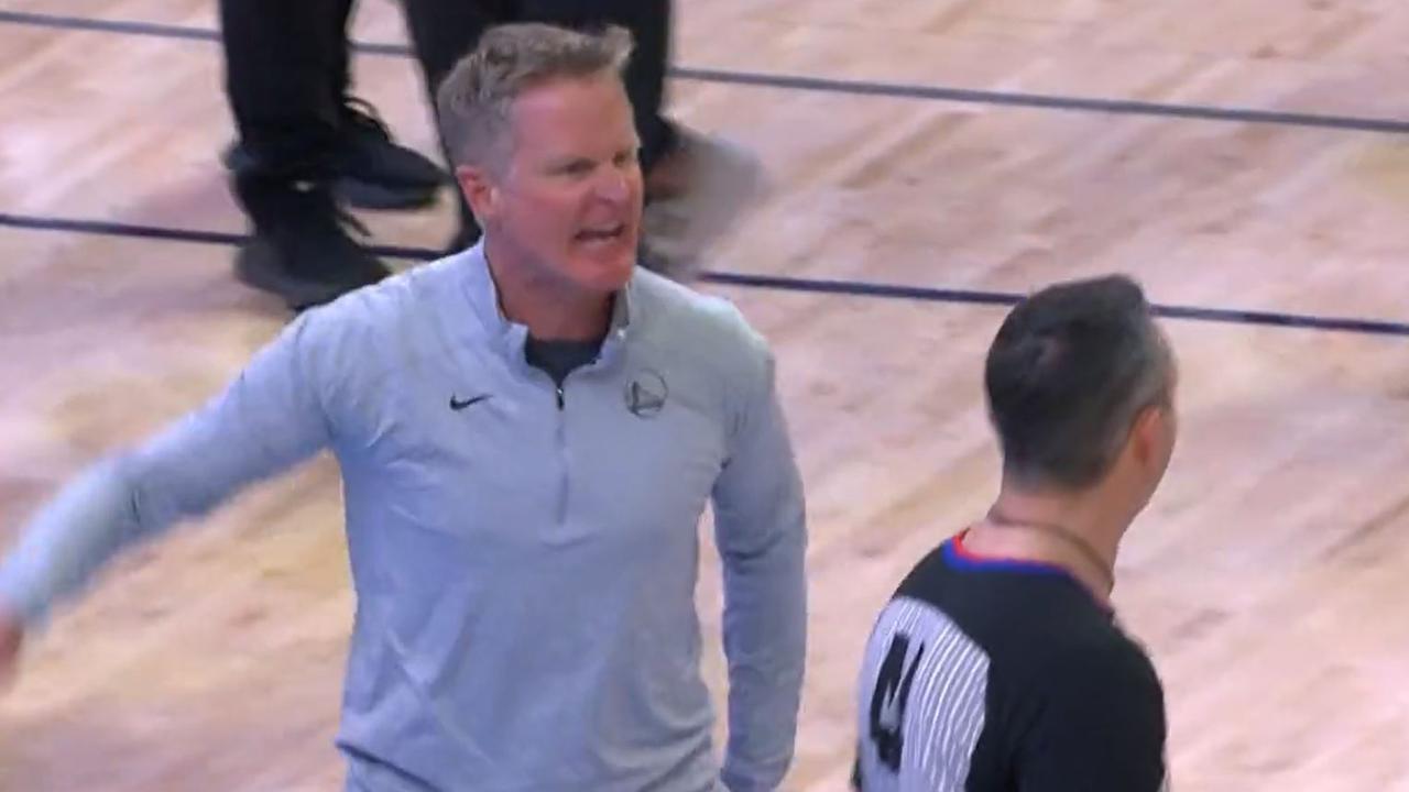 Steve Kerr was ejected after his outburst at the referee. Picture: Supplied