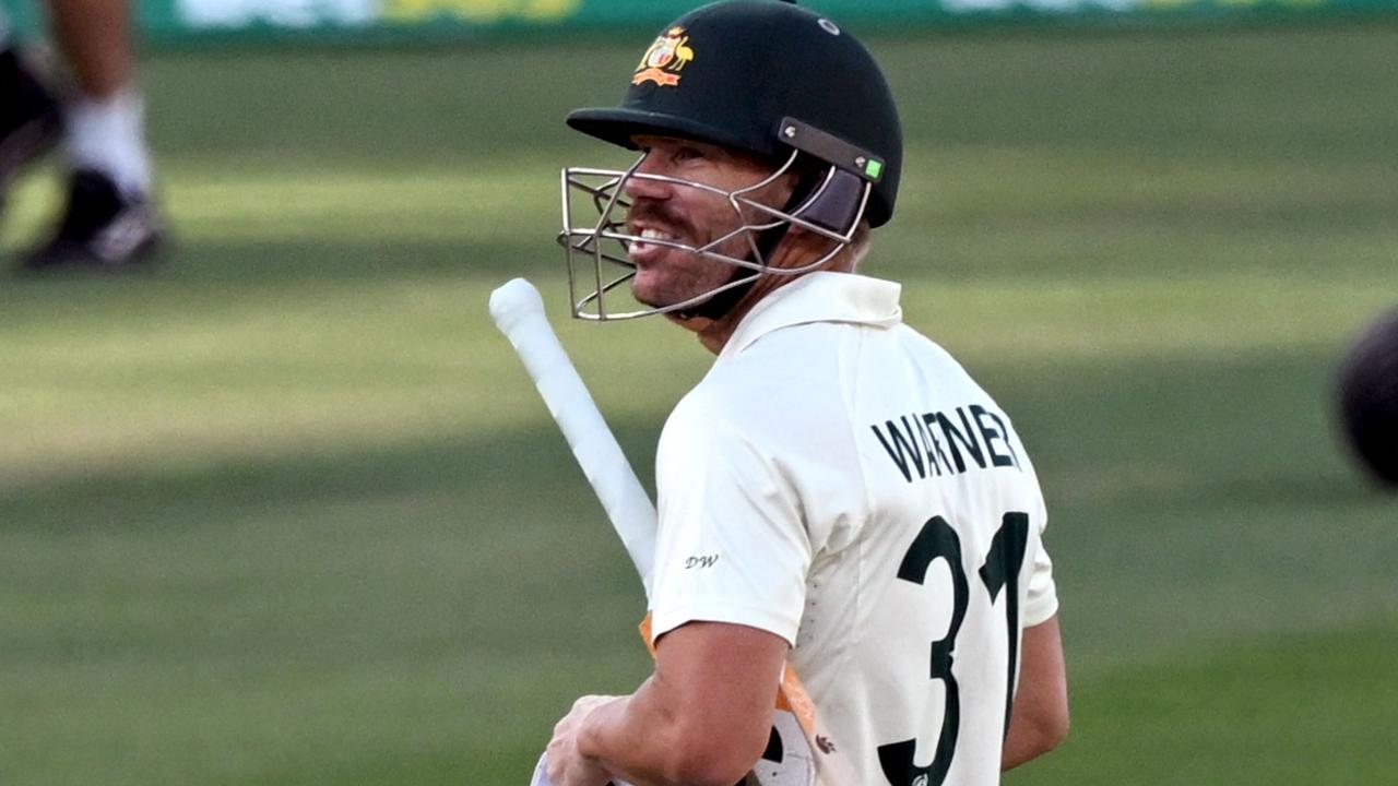 Australia's David Warner walks off after being dismissed during the third day of the second cricket Test match between Australia and the West Indies at the Adelaide Oval in Adelaide on December 10, 2022. (Photo by William WEST / AFP) / -- IMAGE RESTRICTED TO EDITORIAL USE - STRICTLY NO COMMERCIAL USE --