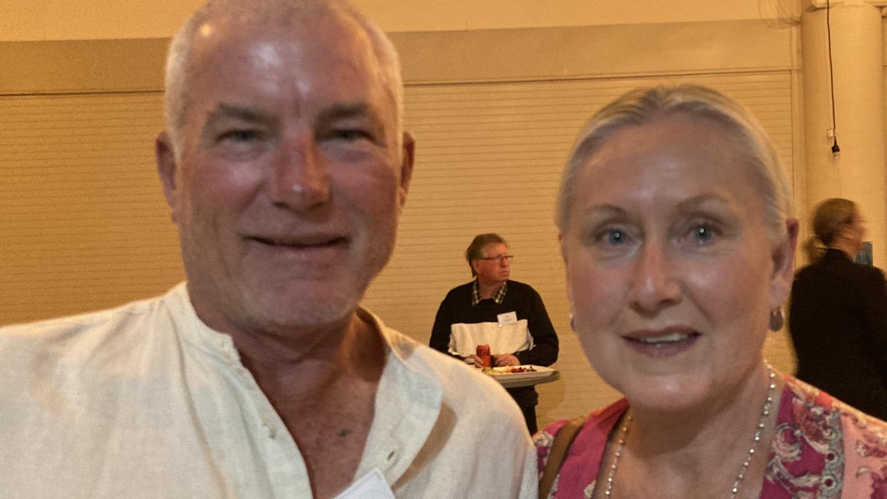 David McSweeney and Louise Smiles celebrate the 50th anniversary of the Rainbows Rugby League Football Club at its golden jubilee at the Gympie Showgrounds Pavilion on the night of June 3, 2023.