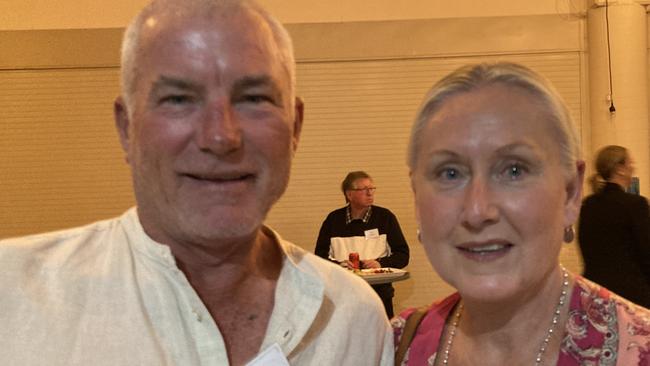 David McSweeney and Louise Smiles celebrate the 50th anniversary of the Rainbows Rugby League Football Club at its golden jubilee at the Gympie Showgrounds Pavilion on the night of June 3, 2023.