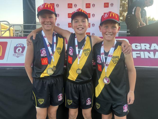 Beau Dubelaar, Ayrton Muller and Kye Brough, Junior SEQ AFL grand finals, 2024