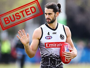 MELBOURNE, AUSTRALIA - SEPTEMBER 25: Brodie Grundy of the Magpies waves to fans during a Collingwood Magpies AFL training session at the Holden Centre on September 25, 2018 in Melbourne, Australia. (Photo by Michael Dodge/Getty Images)