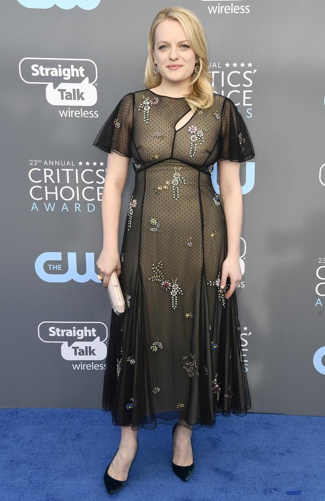 Elisabeth Moss attends The 23rd Annual Critics’ Choice Awards at Barker Hangar on January 11, 2018 in Santa Monica, California. Picture: Getty