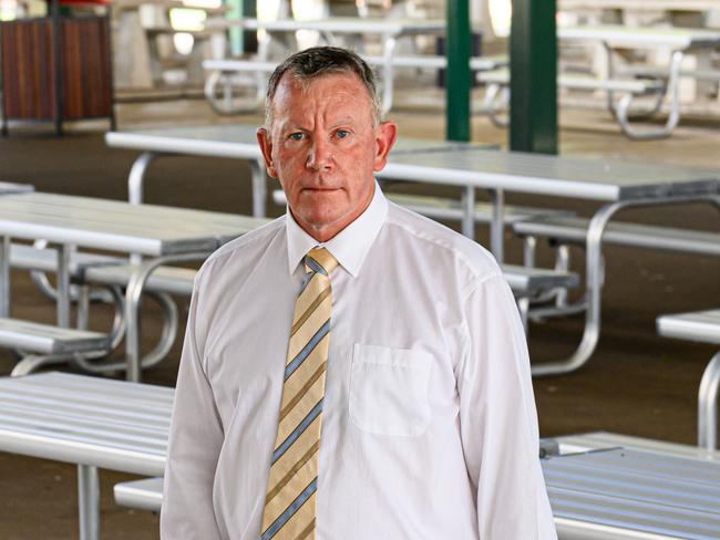 News Courier Mail, Bundaberg 24.2.2023. Shalom College principal Dan McMahon at work. Photo Paul Beutel