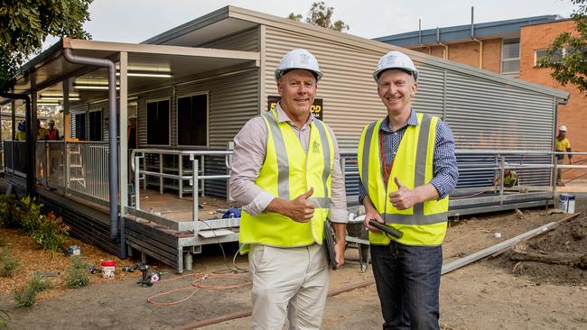 Southport State High School's executive principal, Nigel Hughes and Deputy Director General Department of Education Queensland Jeff Hunt. Picture: Jerad Williams