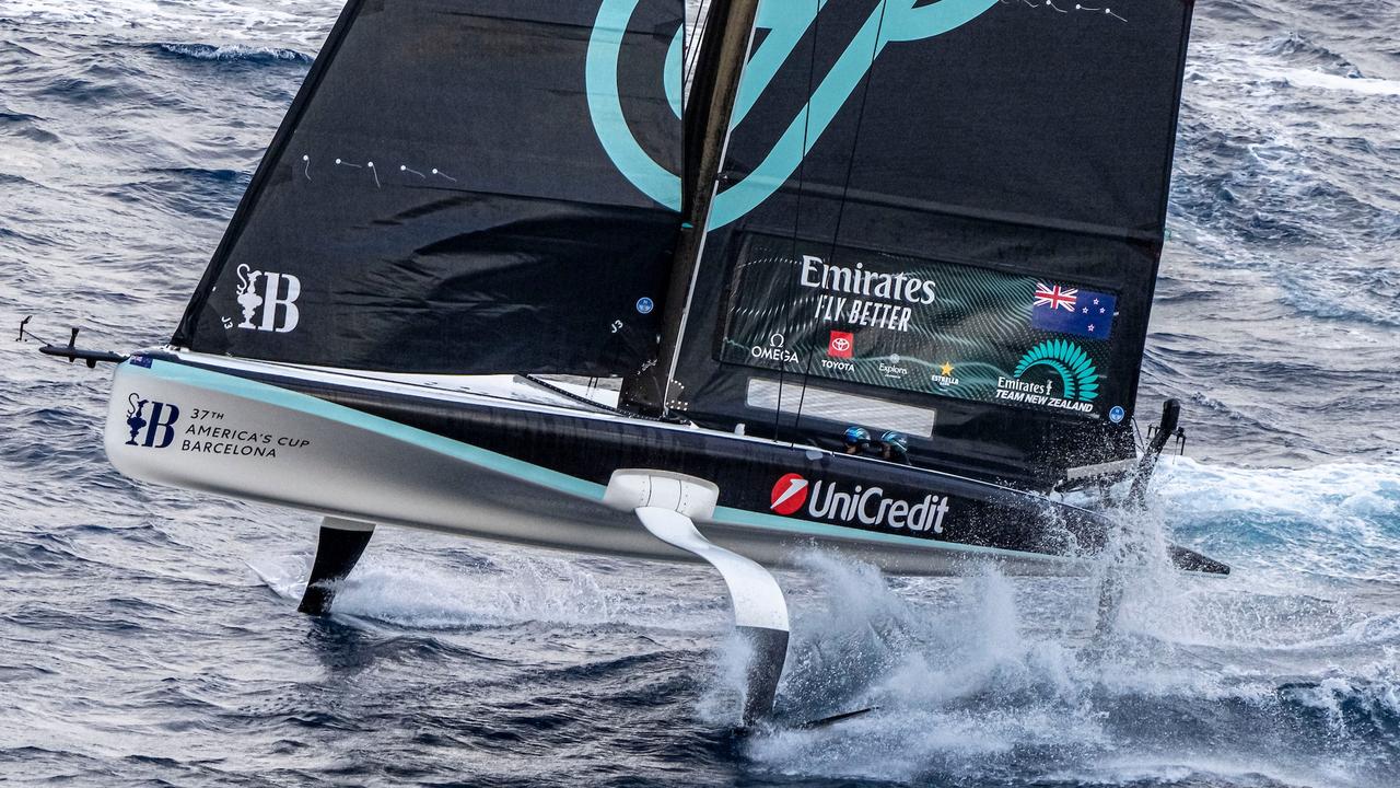 Up, up and away! New Zealand racing in the UniCredit Youth America's Cup on day one. Picture: Supplied: America’s Cup