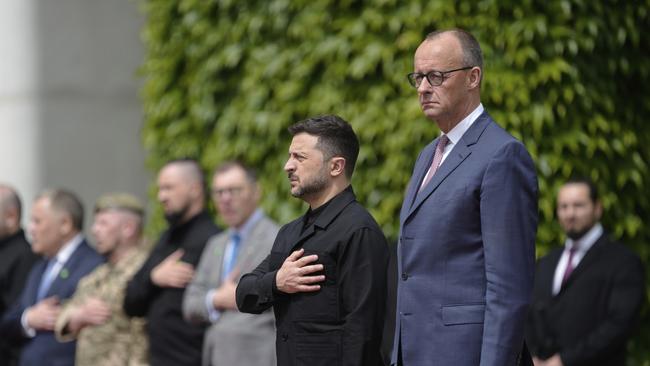 Ukraine President Volodymyr Zelensky in Berlin on Wednesday. Picture: AP