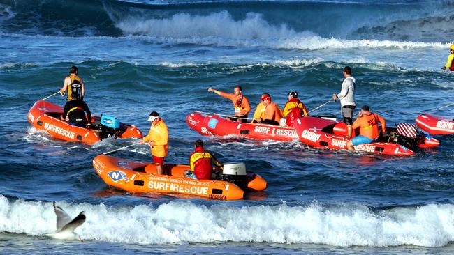 A full scale search was held to look for Maroochydore competitor Matthew Barclay at the Australian Surf Titles. Picture: Luke Marsden.