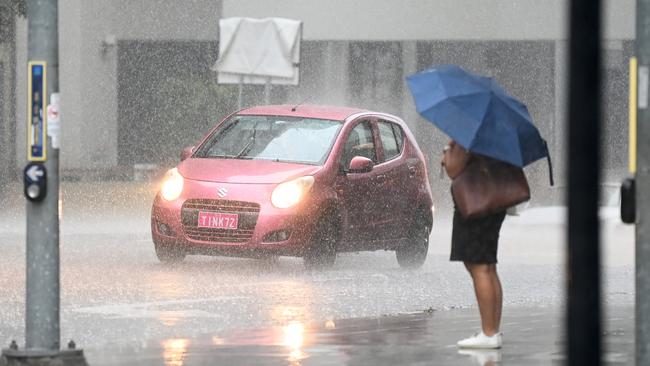 Some parts of southeast Queensland received almost 70mm of rain in just an hour on Tuesday morning. Picture: Dan Peled