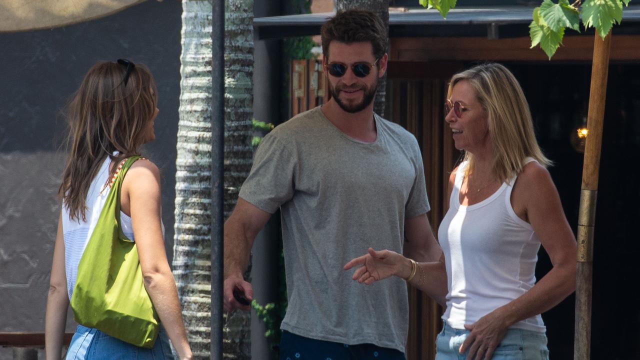 Hemsworth smiled as he introduced the model to his mum Leonie. Picture: Media Mode