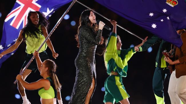 Vanessa Amarosi performs during the closing ceremony of the 2022 Birmingham Commonwealth Games. Picture: Michael Klein