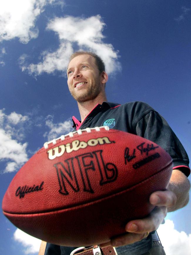 After finishing up in the AFL, Chapman swapped the Sherrin for a Wilson. (Picture: Supplied)