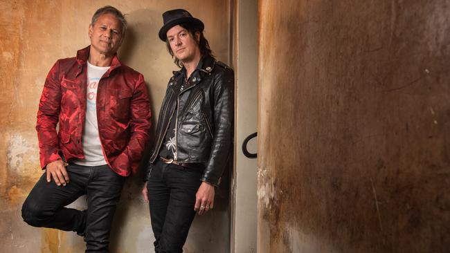 Singers Jon Stevens and Chris Cheney (of the Living End) for Red Hot Summer Tour 2021. Picture: Tony Gough